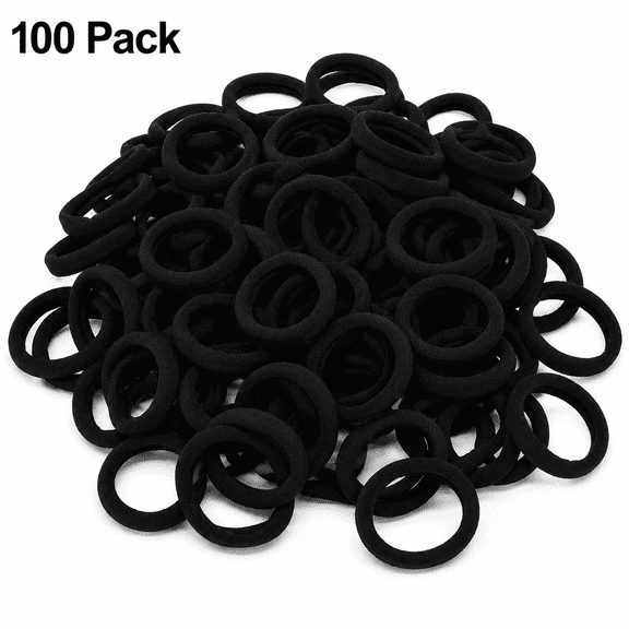 100 Pack Black Thick Knitted Hair Ties, Seamless No Crease Ponytail Holders, High Elastic No Pull Hair Bands for Thick Curly Hair, Daily & Sports Use Hair Accessories