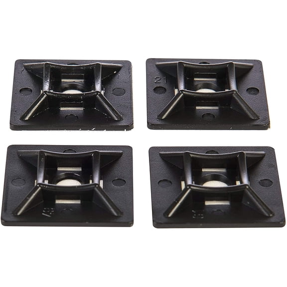 100 Pack Black Zip Tie Mounts, 1" Adhesive Mounting Squares, Cable Tie Mount, Zip Tie Anchor for Wire Bundles, UV Resistant Tie Wrap Bases