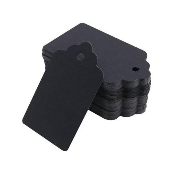 100 PCS Black Paper Blank Hang Tags - Pre-Punched Gift Price Name Tags for Wedding Christmas Valentine's Day Gift Wrapping Crafting