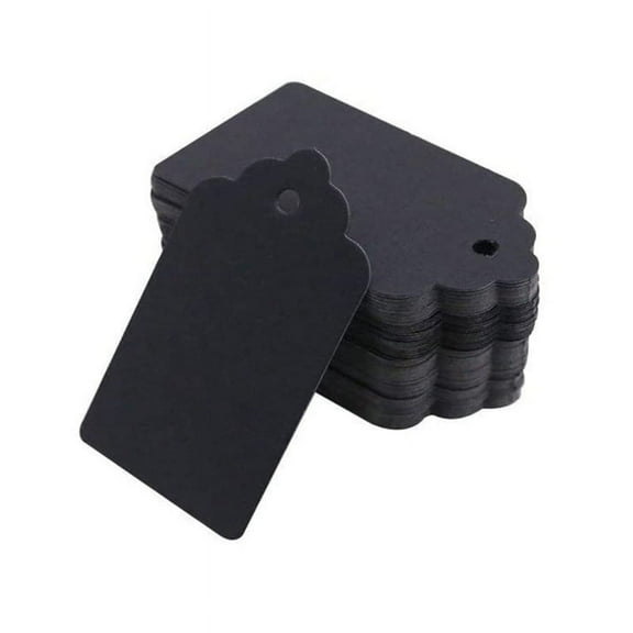 100 PCS Black Paper Blank Hang Tags - Pre-Punched Gift Price Name Tags for Wedding Christmas Valentine's Day Gift Wrapping Crafting