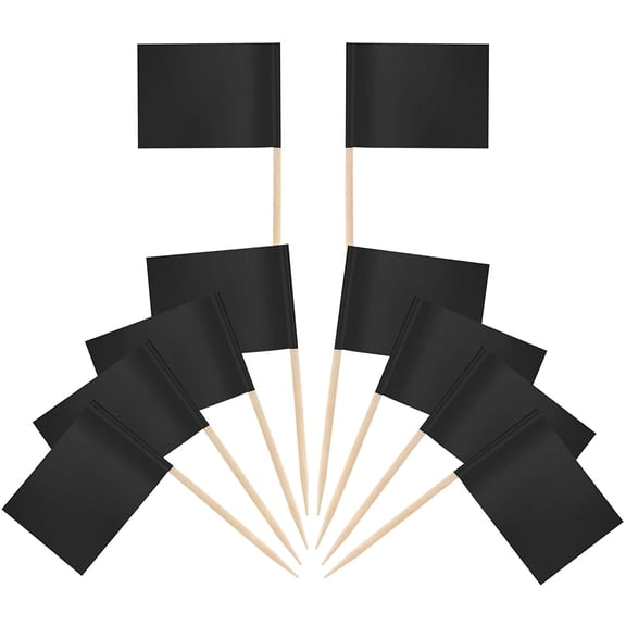 100 Pack Blank Toothpick Flags, Flags Labeling Marking Cake Toppers Shower Decoration Dinner Flags Cocktail Sticks for Cupcake Sandwiches Appetizers Cheese Markers (Black)