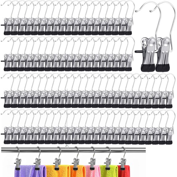 100 Pack Boot Hangers Clips for Closet, Heavy Duty Legging Organizer for Closet Pants Hangers with Clips Clothes Pins Hanger Clips Laundry Hooks Towel Socks Hats Tall Boots Travel