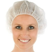100-Pack Bouffant Caps - Disposable Non-Woven Hair Nets for Food Service, Medical, Salon, Industrial Use, 0.35 oz Breathable Head Covers (White)