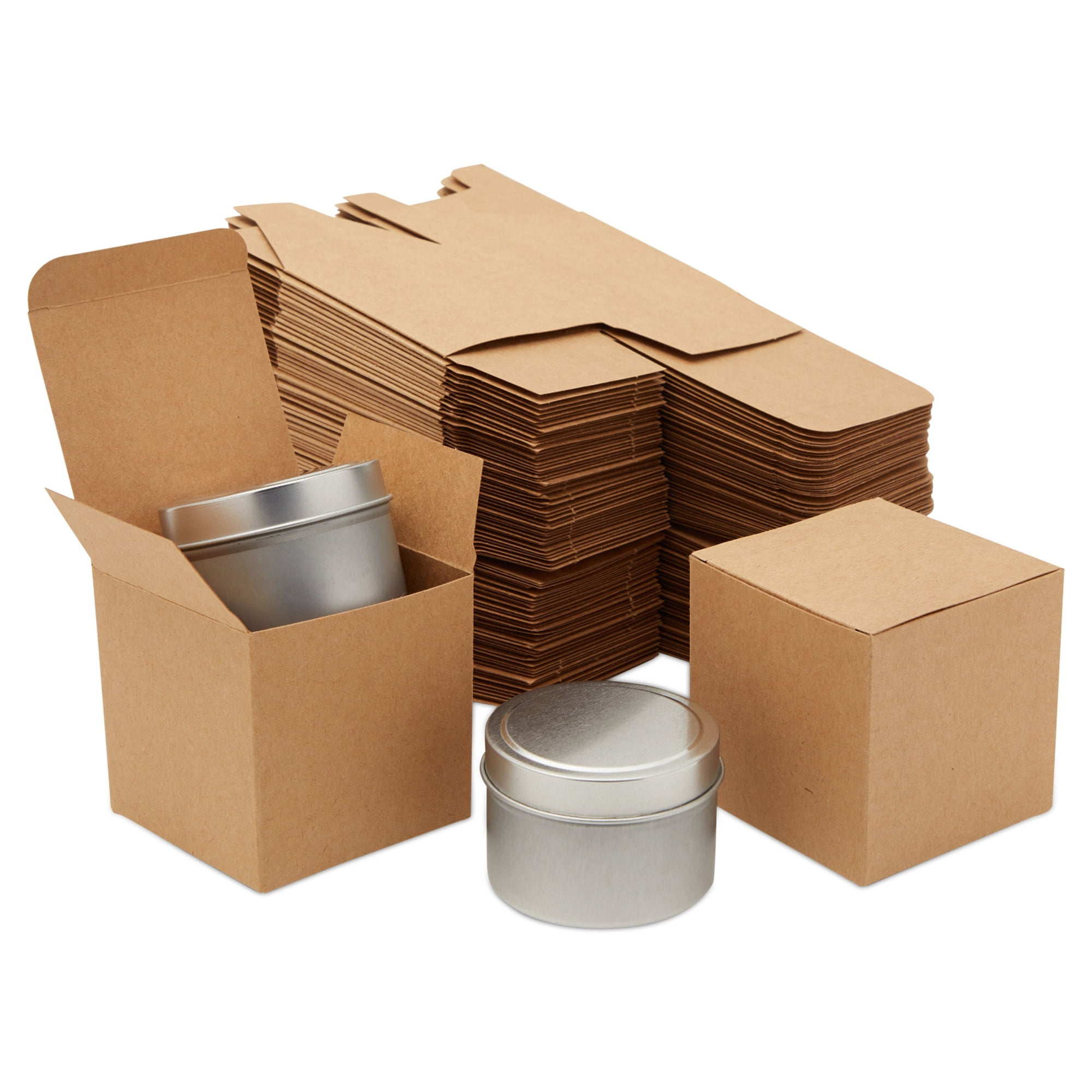 100-pack Brown 3 inches Gift Boxes with Lids for Candles, Crafts, Party ...