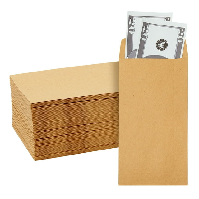 100Pack Brown 7 Small Money Envelopes for Cash, 3.5 x 6.5 Inches