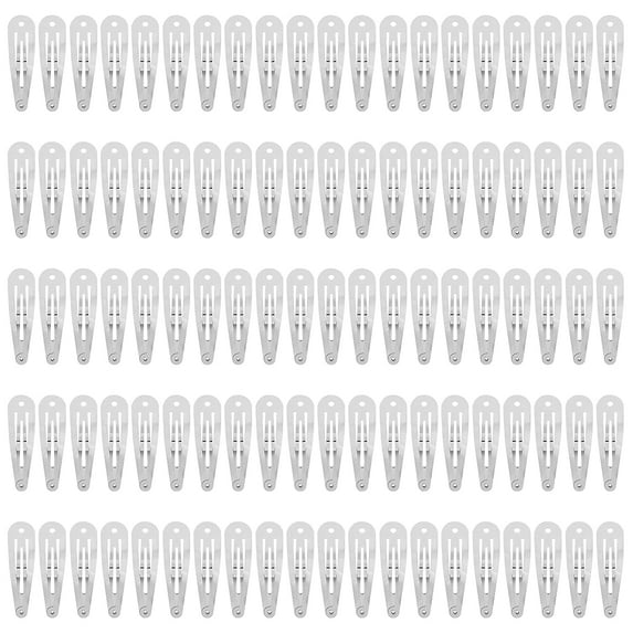 100 Pack Bulk 2 Inch 5 CM Small Metal Snap Hair Clips With Hole Silver Barrettes Hairpins Clips Thin Fine Bang Hair Holder Craft DIY Hair Accessories for Women Girl Kids Toddlers Baby