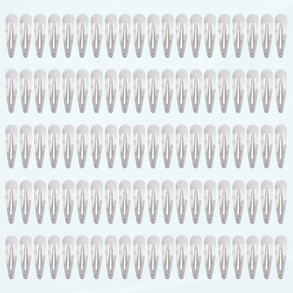 100 Pack Bulk 2 Inch 5 CM Snap Metal Hair Clips Barrettes Silver Hairpins Clips Thin Fine Bang Hair Holder Craft DIY Accessories for Women Girl Kids