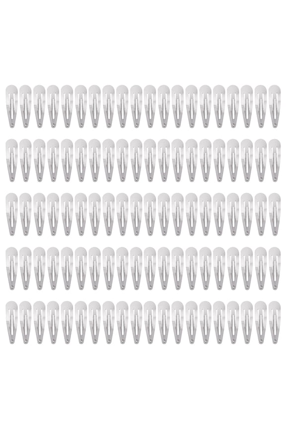 100 Pack Bulk 2 Inch 5 CM Snap Metal Hair Clips Barrettes Silver Hairpins Clips Thin Fine Bang Hair Holder Craft DIY Accessories for Women Girl Kids