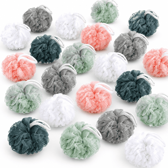 100 Pack Bulk PE Shower Loofah Sponge Body Scrubbers, Assorted Colors