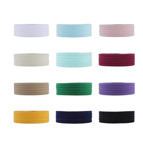 100 Pack Bulk Super Soft Stretchy Elastic Nylon Headbands Bow Nude Hairband Slim Turban Headwrap Hair Ties Ponytail Holder for Newborn Infant Toddler Baby Girls