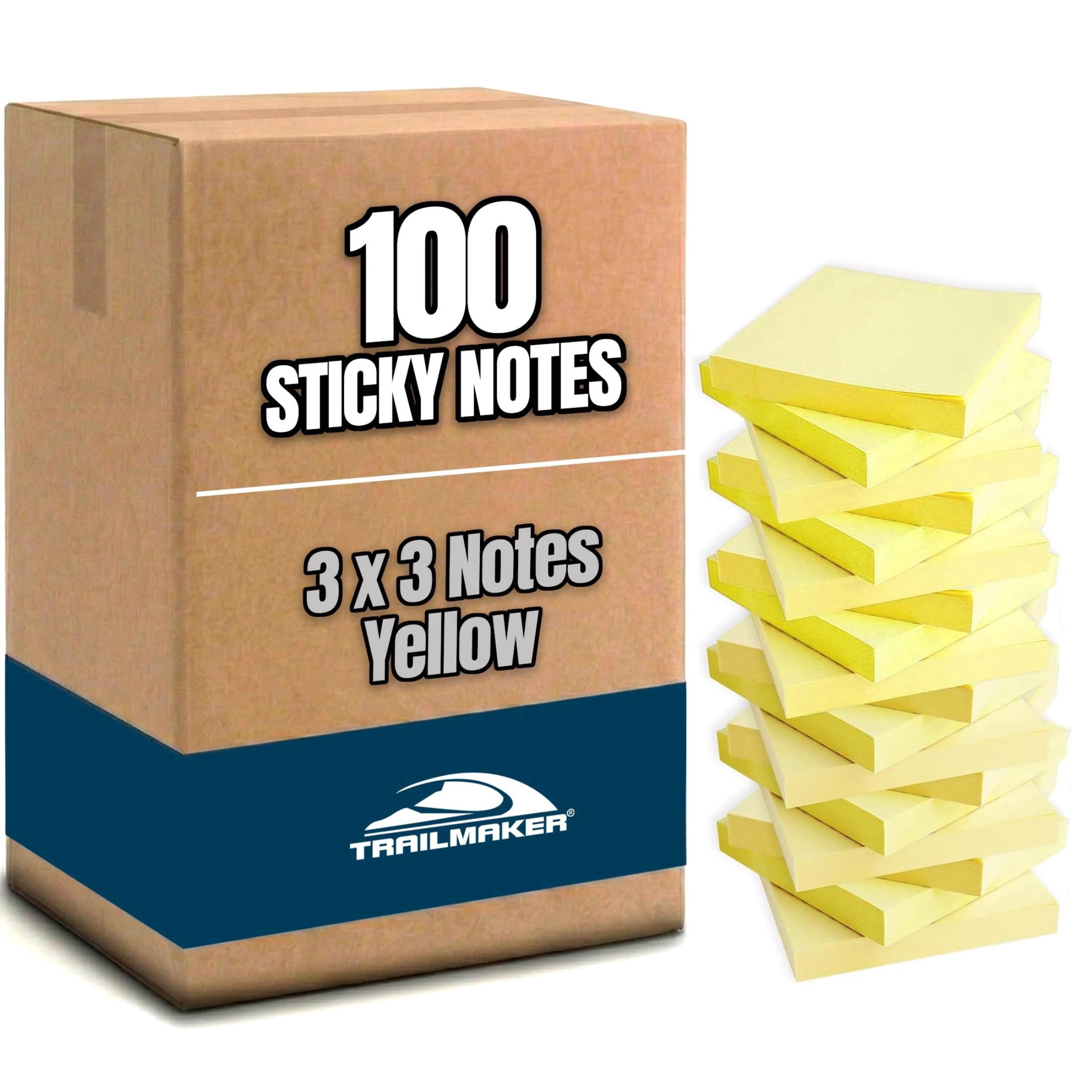 100 Pack of Bulk Wholesale 3"x3" 100 Sheet Neutral Yellow Sticky Note Pads for Writing & Note Taking - 100 Count of 3"x3" 100 Sheet Yellow Sticky Note Pads