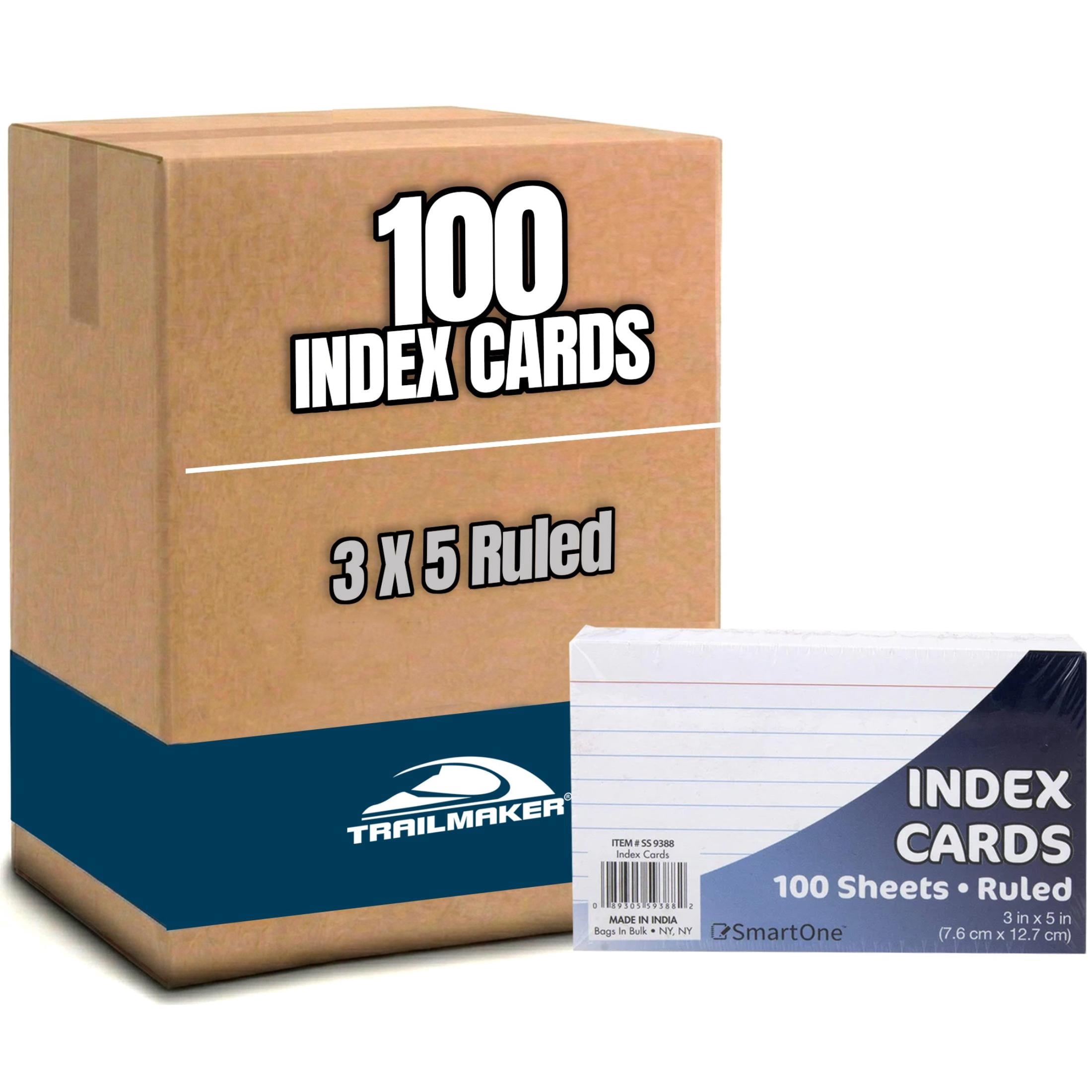 100 Pack of Bulk Wholesale 3"x5" Lined White Index Cards Containing 100 Index Cards Per Pack for Students, Teachers, Classrooms and Office - 10,000 Count 3"x5" Lined White Index Cards
