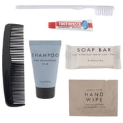 100 pack Trail maker 7 Piece Travel Size Homeless Care Hygiene Toiletry Kits Containing Shampoo, Bar Soap & More