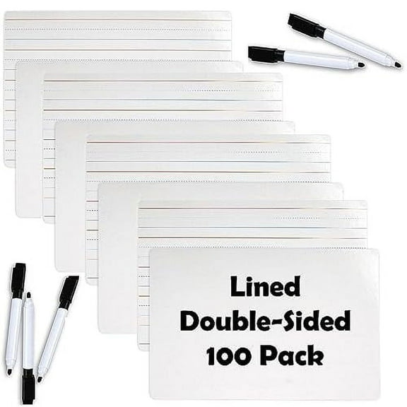 100 Pack of Bulk Wholesale 9"x12" Lined Dry Erase Boards for School, Office, Classroom, Students and Teachers - 100 Count of 9"x12" Lined Dry Erase Boards