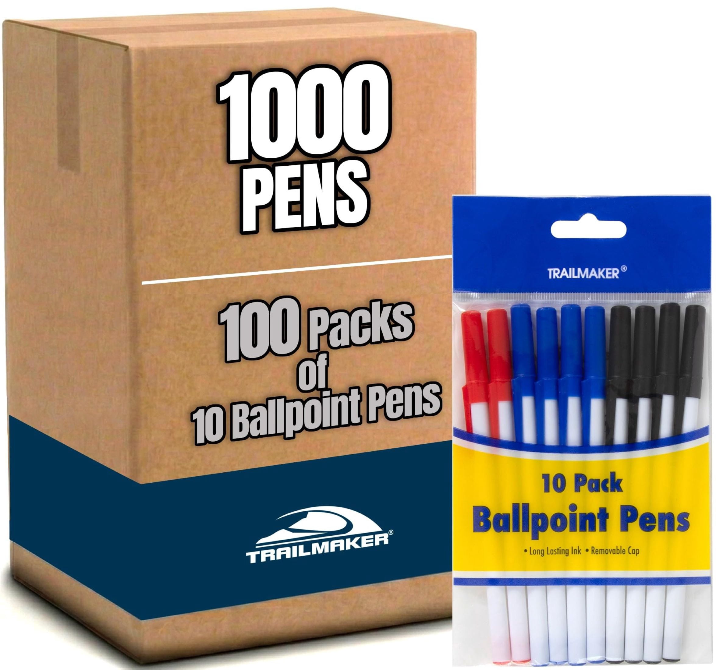 Trailmaker Ballpoint Pens - Black Ink - 100 Pack Value Pack