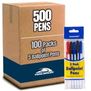 Trailmaker Ballpoint Pens Value Pack - Bulk - 500 Count, Black Blue Red Ink