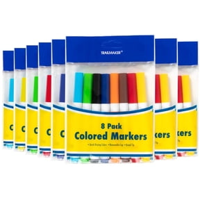 100 Pack of Bulk Wholesale Broad Line Washable Coloring Markers Containing 8 Markers Each Pack in Multiple Colors Total 800 Markers Total