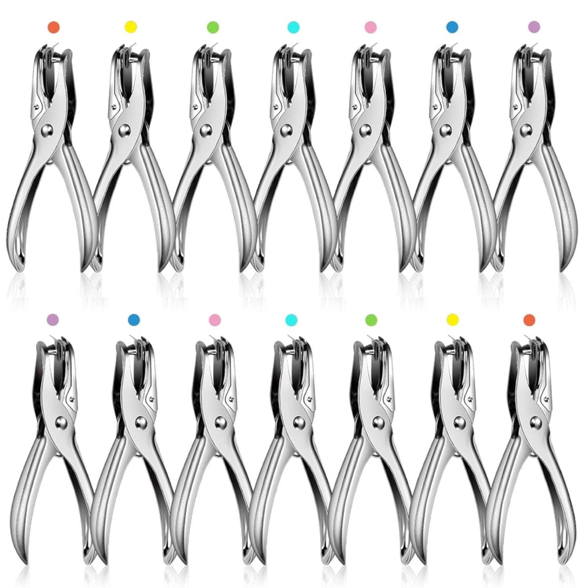 100 Pack of Bulk Wholesale ¼ Inch Size Round Hole Punchers with 6 to 8 Paper Sheet Capacity for Students, Teachers, Administrators, Schools, Classrooms and Offices in Silver