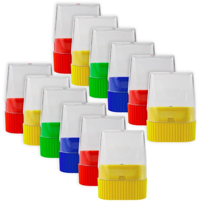 100 Pack of Bulk Wholesale Plastic Manual Handheld Pencil Sharpeners in 4 Colors for Kids