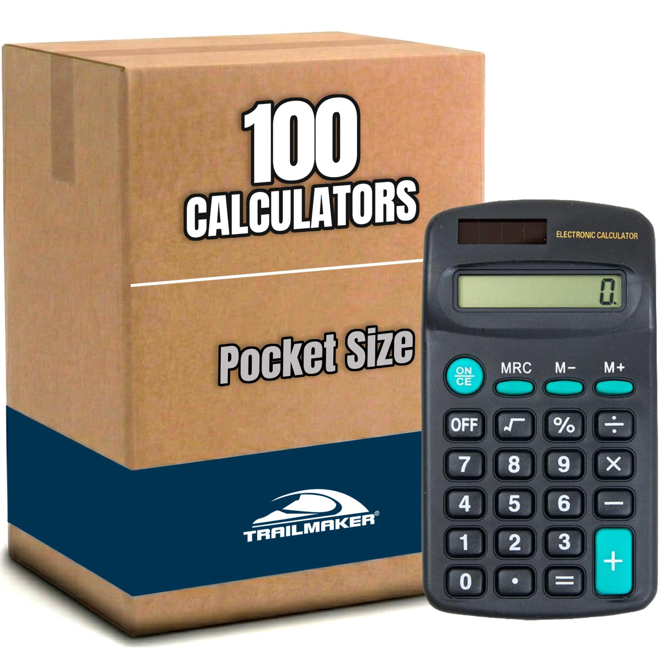 100 Pack of Bulk Wholesale Small Pocket Size Basic Function Battery Powered Calculators for Kids, Students, Classrooms, Office and Teachers - 100 Count Pocket Size Battery Powered Calculators