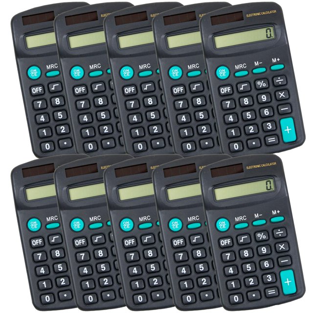 100 Pack Pocket Size Battery Powered Calculators for Kids, Students