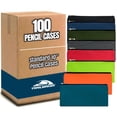thumbnail image 1 of 100 Pack of Bulk Wholesale Solid Color Zippered Pencil Cases for Pens, Pencils, Markers, Crayons, Writing and Stationary Supplies in 8 Assorted Colors, 1 of 9