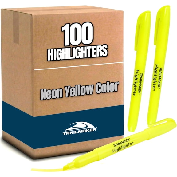 100 Pack of Bulk Wholesale Yellow Text Brighteners for Note Taking and Textbooks – 100 Count Yellow Text Brighteners