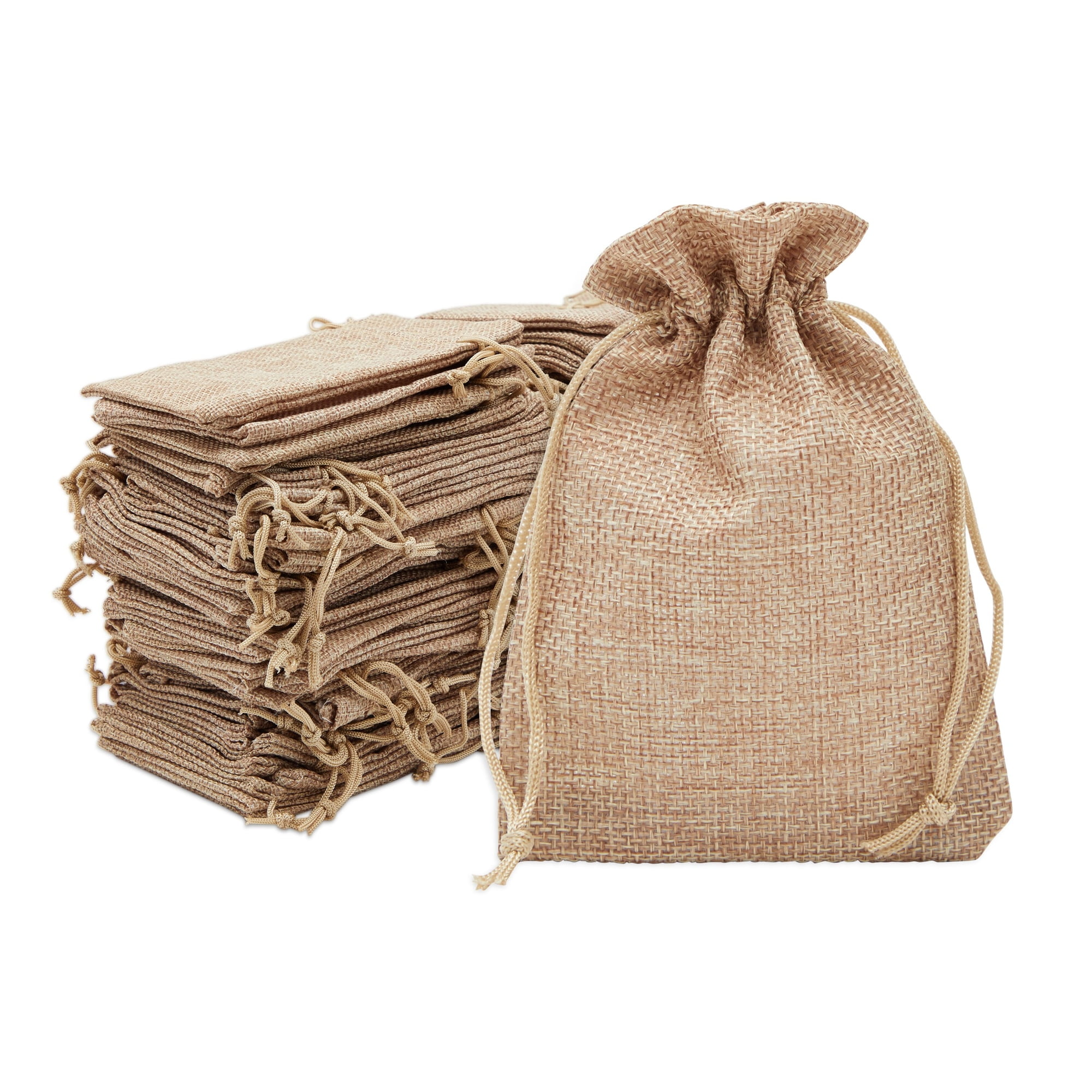CleverDelights 18 x 24 Burlap Bags with Natural Jute Drawstring - 6 Pack
