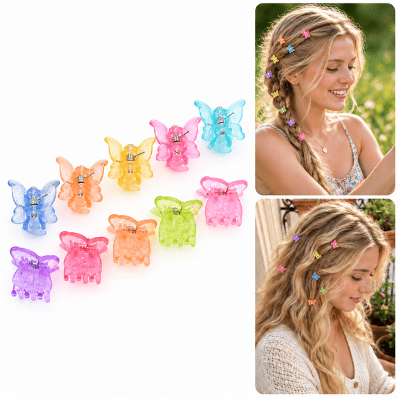 100-Pack Butterfly Hair Clips, Colorful Mini Butterfly Claws in Organizer Box, Strong Grip Bangs Clips for Women and Girls (Vibrant Assorted)