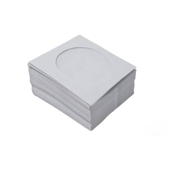 100 Pack CD Sleeves Envelopes with Window, Heavy Duty 120G Kraft Paper DVD Protective Jackets with Flap, for Disc Storage, Organizer, Mailing and Backup