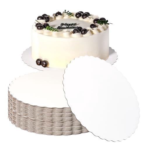 Fit Meal Prep [100 Pack Cake Boards 10 Inch Round White Cardboard Disposable Pizza Circles for Desserts, Pastries, Grease Proof, Moisture Resistant, Christmas, Birthday