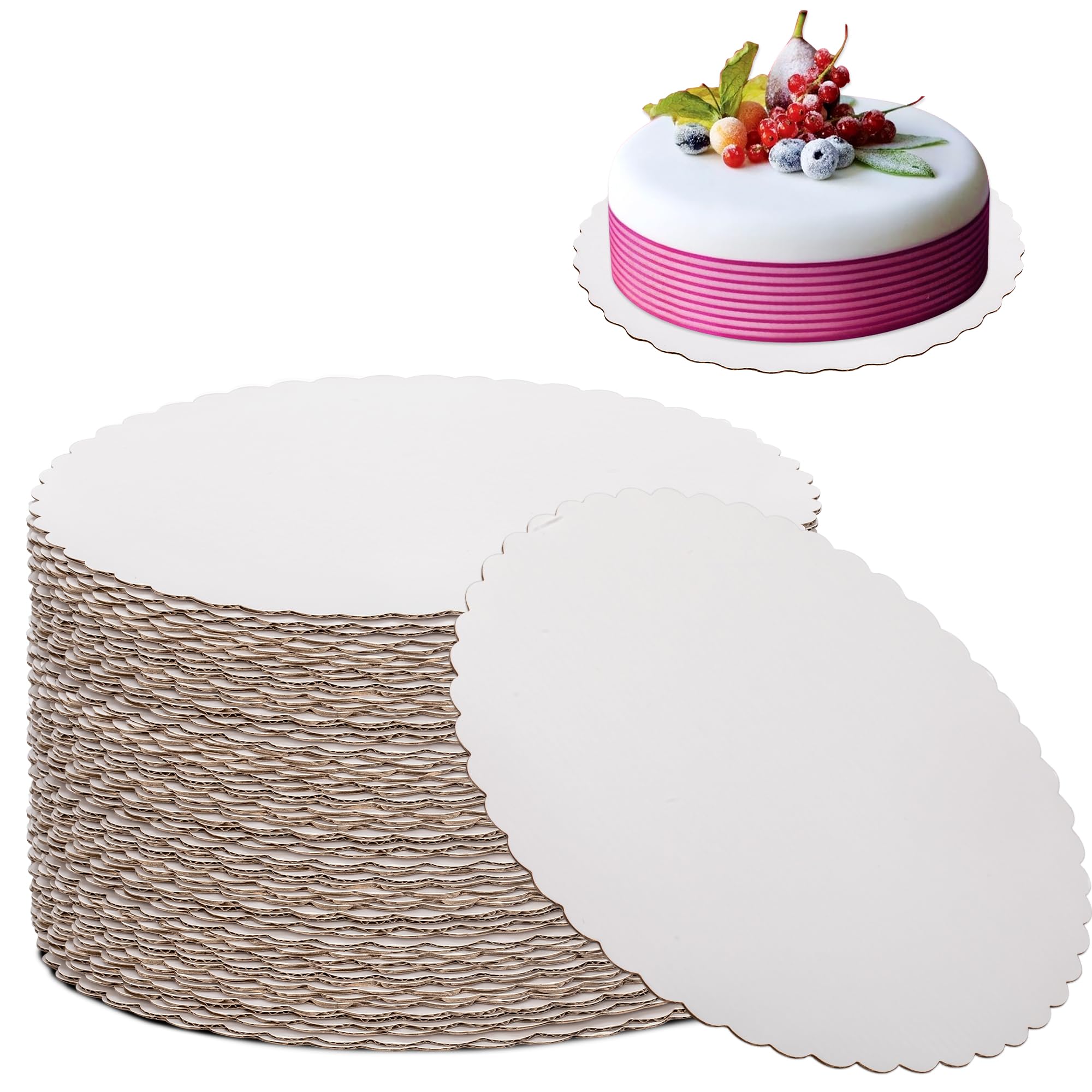 Culpitt Tavole Tonde Per Torte 20,3 Cm (5 Pezzi) - Spessore 1,8 Mm, Rivestimento Argento, Per Matrimonio E Decorazione