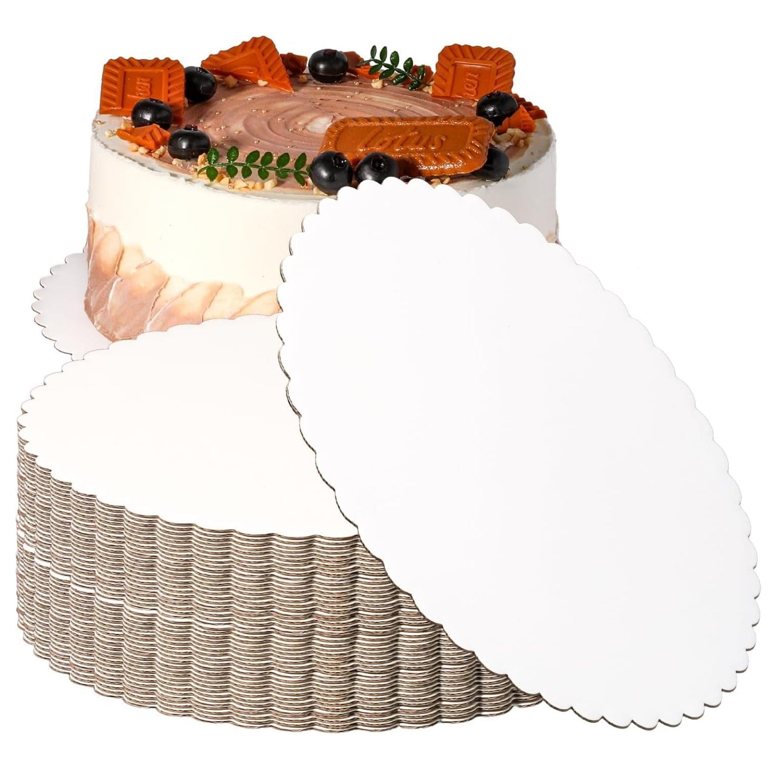 [100 Pack] Cake Boards 12 Inch White Cake Pan Disposable Cake Rounds Base Cardboard Circles for ...