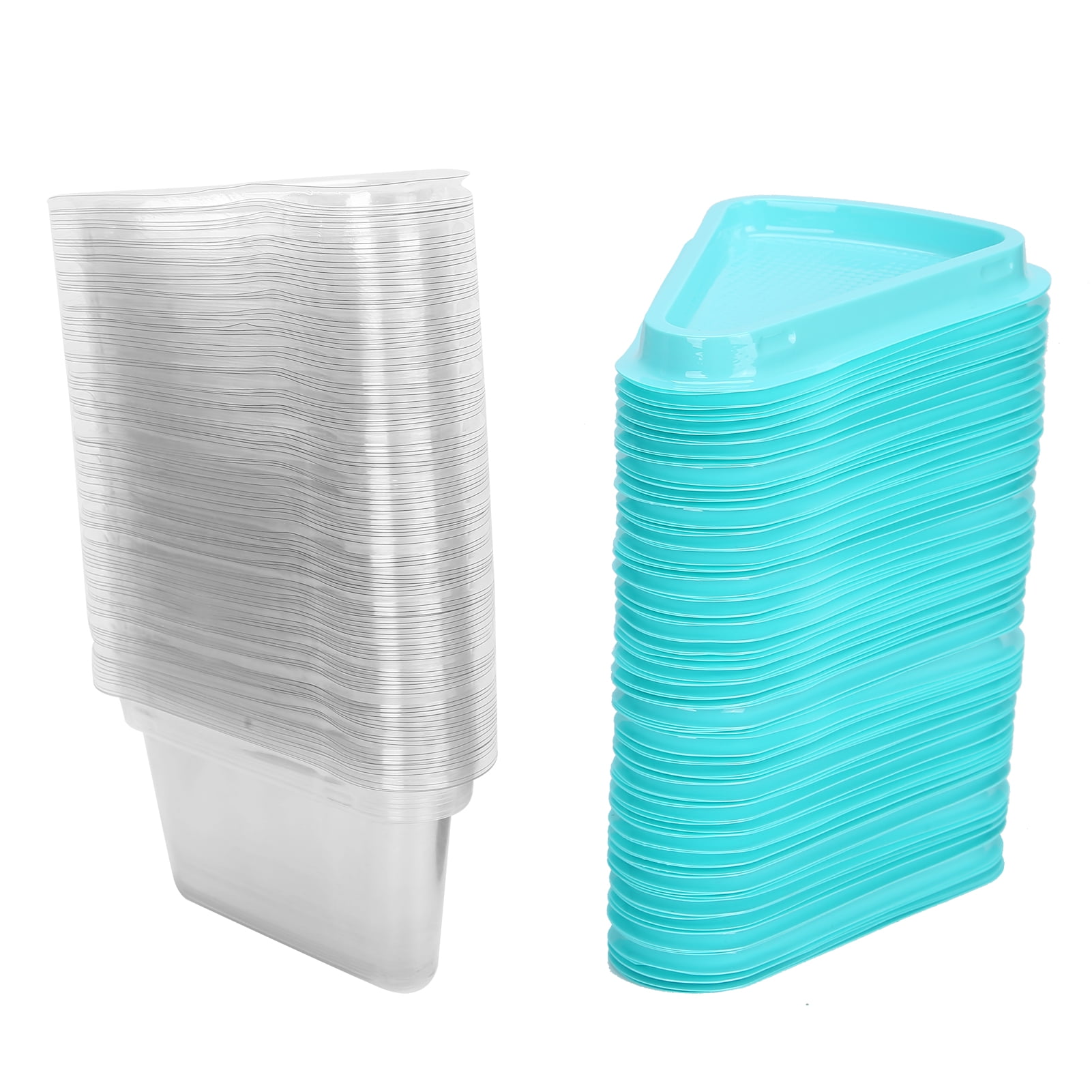100 Pack Cake Slice Containers，Clear Plastic Triangular Cake Containers