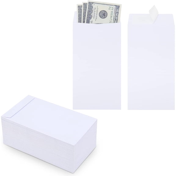 100 Pack Cash Envelopes Self adhesive 6.7x3.5 Inch, Fit for Envelope Money Saving Challenge, White 120 GSM Thick Money Envelopes for Cash, Budgeting, Tips, Check, Coin & Tickets
