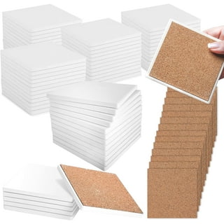 Pixiss Ceramic Tiles for Crafts Coasters,12 Ceramic White Tiles