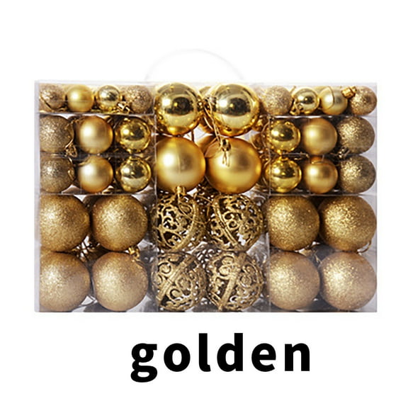 100 Pack Christmas Ornaments Set - Shatterproof Glitter Ball Decorations for Tree/Wreath - Plastic Hanging Baubles Bulk Pack - Holiday Party & Home Decor