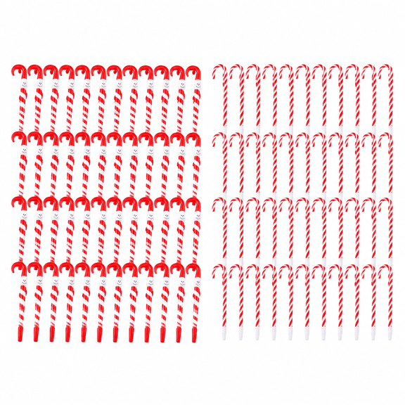 100-Pack Christmas Pens, Candy Cane & Snowman Umbrella Shaped Ballpoint Pens with Black Ink for Holiday Party Favors, Gifts & Seasonal Writing