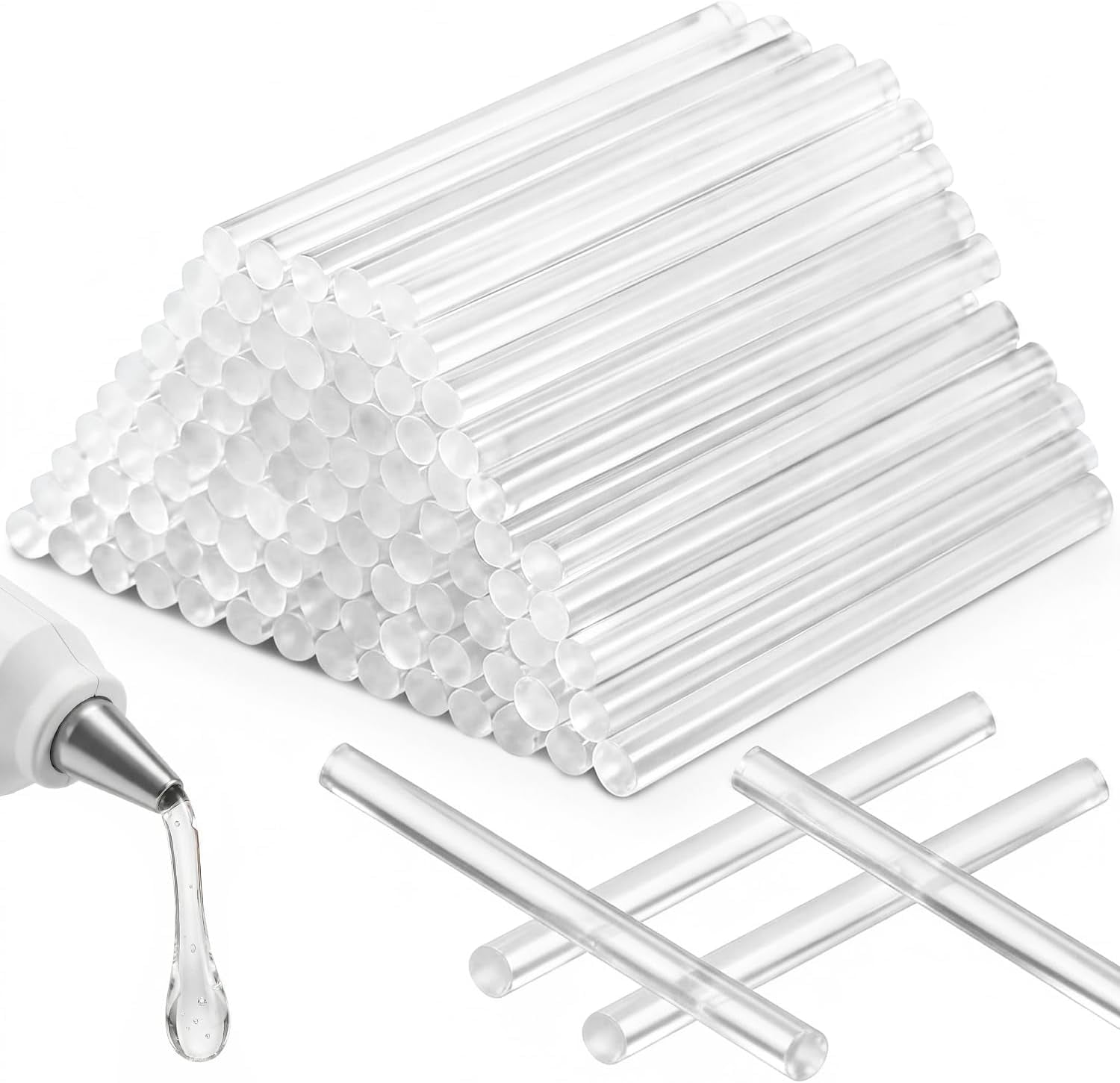 100 Pack Clear 0.27 x 4 Inch Full Size Hot Glue Sticks Universal Fit Gun for Bond Wood Plastic Fabric Foam DIY Craft Projects Home Decorations and Sealing