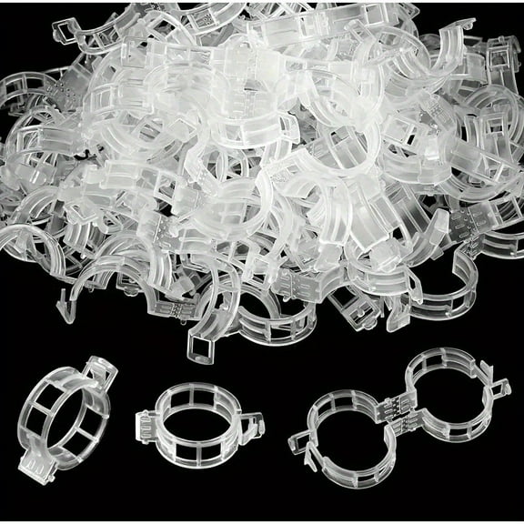 100-Pack Clear Flower & Plant Support Clips – Reusable Plastic Trellis Ties for Roses, Orchids, Tomatoes, Vegetables & Climbing Vines, Weatherproof Garden Tools