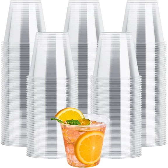100 Pack Clear Plastic Cups, 9 oz Crystal PET Party Cups, Classic Clear Disposable Wine Cup for Wedding, Thanksgiving, Birthday, Halloween, Christmas Party
