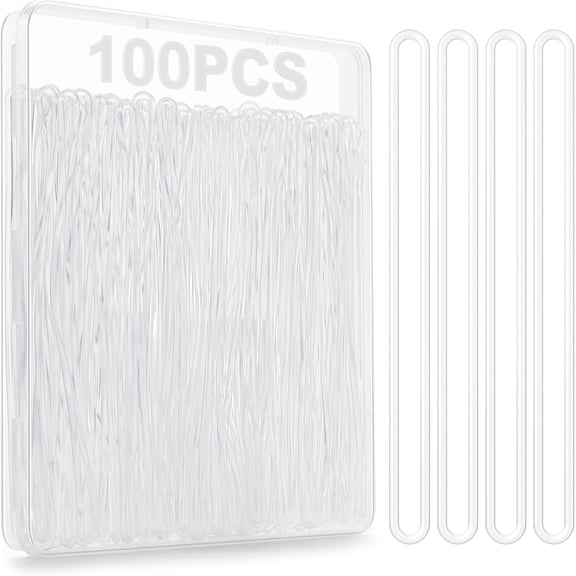 100 Pack Clear Plastic Luggage Tag Loops, 6 Inch Worm Loops for ID Cards, Name Tags, Baggage -Travel Accessories (100)