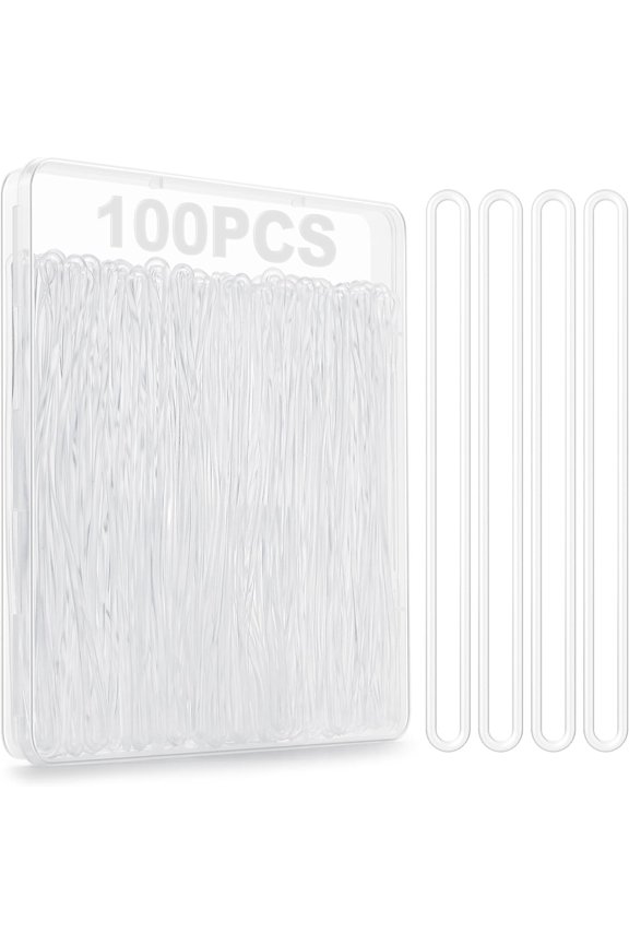 100 Pack Clear Plastic Luggage Tag Loops, 6 Inch Worm Loops for ID Cards, Name Tags, Baggage -Travel Accessories (100)