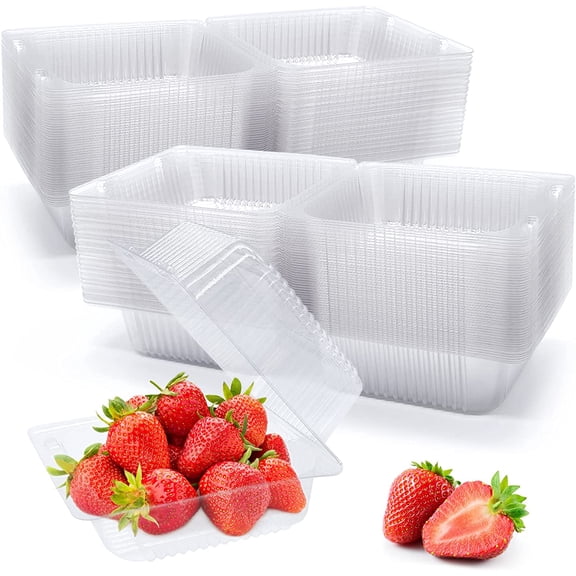 100 Pack Clear Plastic Take Out Container,Square Hinged Food Container,Dessert Clamshell Containers with Lids for Hamburgers,Cakes,Sandwiches,Pasta,Chips
