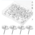 thumbnail image 1 of 100 Pack Clear Push Pins Tacks, Flat Head Thumbtacks for Bulletin Board, Wall Hanging, Cork Board, Shadow Box, Heavy Duty Plastic Head with Steel Point in Reusable Storage Box, 0.43x0.63", 1 of 6