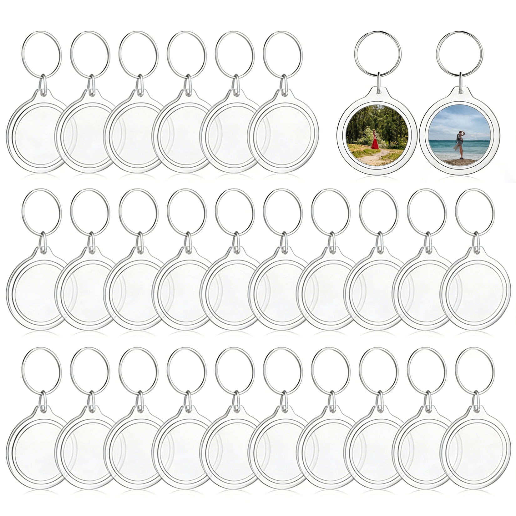 Round Keychain Frame 100-Pack Clear Round Acrylic Photo Keychain Blanks, 1.6x1.6in DIY ...
