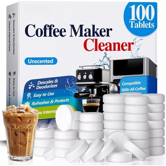 100 Pack Coffee Machine Cleaner Descaler Tablets,Coffee Maker Cleaner for , , , Delonghi, , Miele,Espresso Machine Cleaning Tabs,Descaling Solution for Coffee Pot Maker