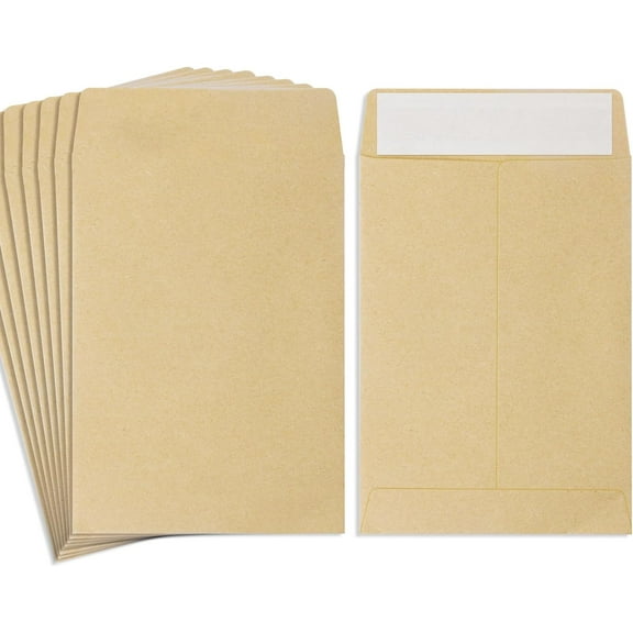 100 Pack Coin Envelope 3.23"×4.53",Brown Kraft Small Envelopes,Fully sealed seed envelope,Kraft Small Coin Envelopes,Seed Envelopes, Mini Envelope for Office, Home, School