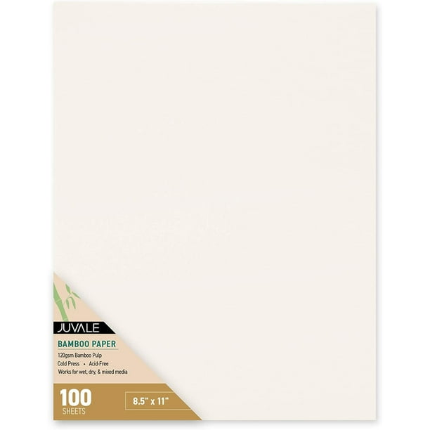 100-Pack Cold Press Bamboo Paper Sheets for Mixed Media, Drawing ...