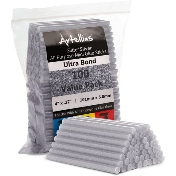 100 Pack Color Hot Glue Sticks. Glitter Silver Colored Glue Gun Sticks. Hot Melt Adhesive Mini Glue Sticks for DIY Art Craft Repair Bonding Bulk Gold Black Yellow Pink Red Purple